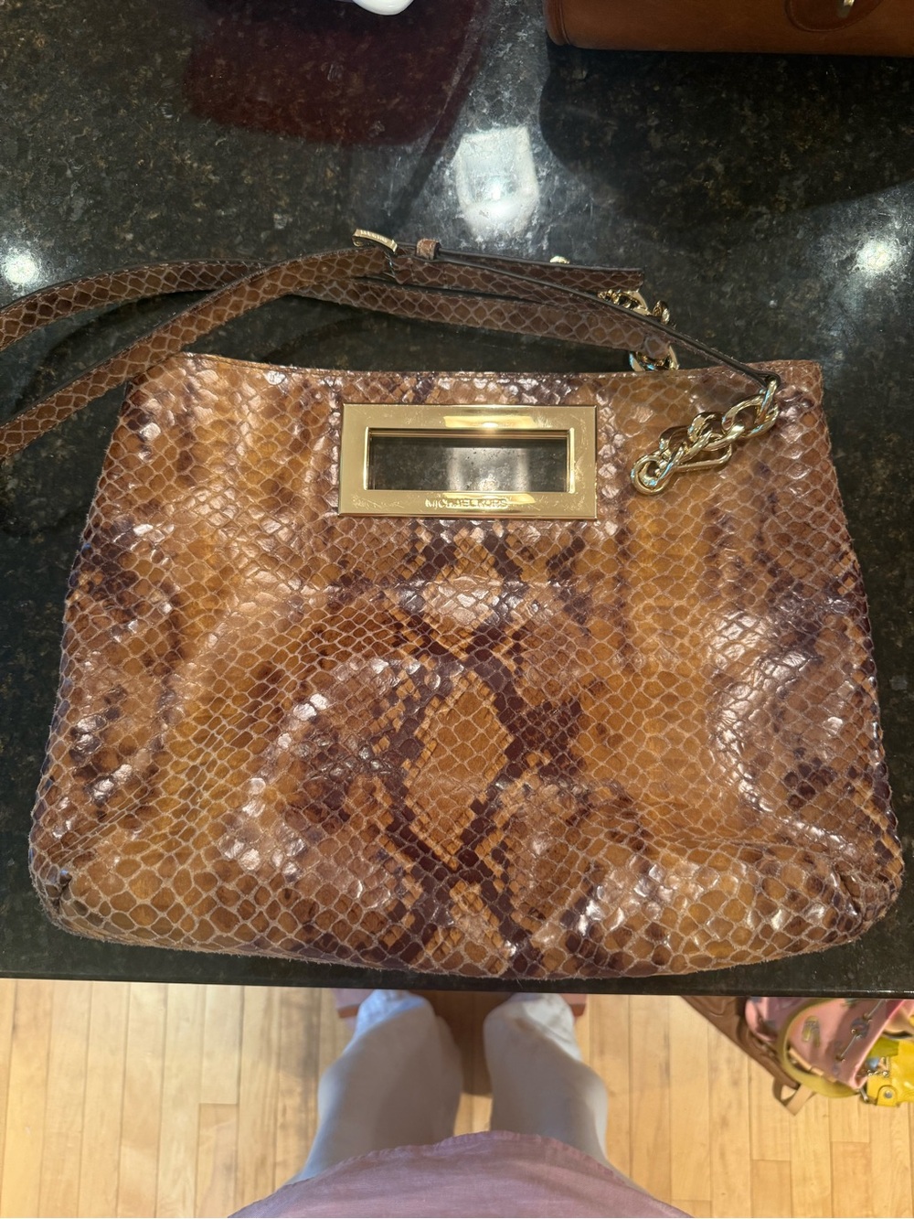 Michael Kors Leather Berkley Python clutch/shoulder bag